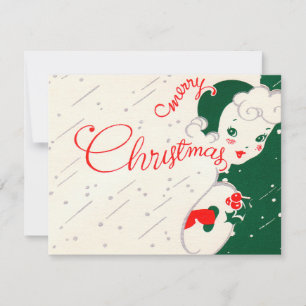 Retro Vintage Christmas cloud add message card