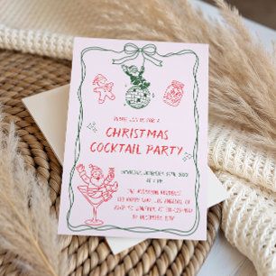 Retro Vintage Christmas Cocktail Party Invitation