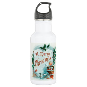 Retro Vintage Christmas Cool Santa Greeting 532 Ml Water Bottle