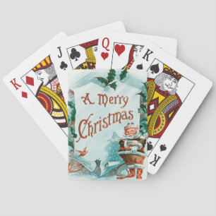 Retro Vintage Christmas Cool Santa Greeting Playing Cards