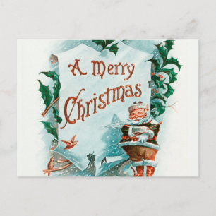Retro Vintage Christmas Cool Santa Greeting Postcard