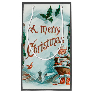 Retro Vintage Christmas Cool Santa Greeting Small Gift Bag