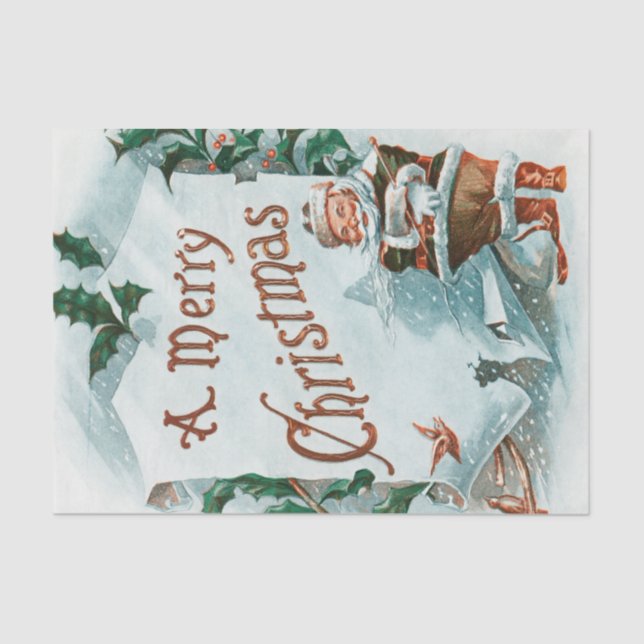 Retro Vintage Christmas Cool Santa Greeting Tissue Paper (Front)