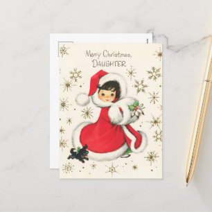 retro vintage Christmas Daughter Holiday Postcard