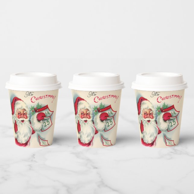 retro vintage Christmas Day Santa Holiday Paper Cups (Multi)