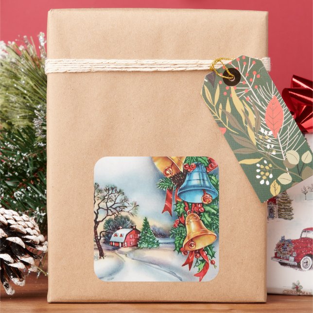 Retro vintage Christmas farm Holiday sticker (Holiday)