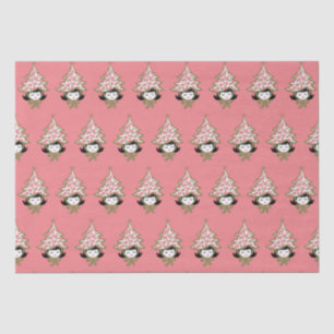 Retro Vintage Christmas Girl with Tree Hat Tissue Paper