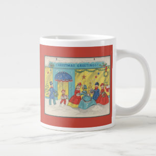 Retro Vintage Christmas Greetings Antique Winter Large Coffee Mug