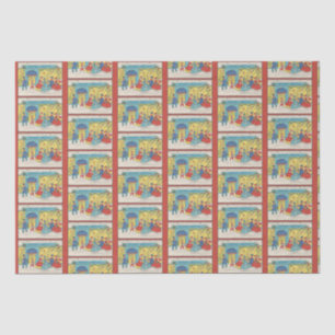 Retro Vintage Christmas Greetings Antique Winter Tissue Paper