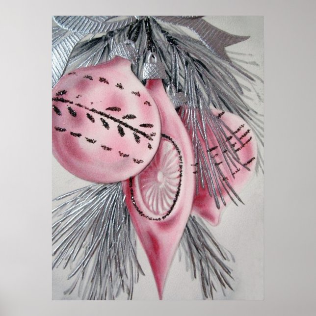 Retro vintage Christmas Holiday bulbs poster (Front)