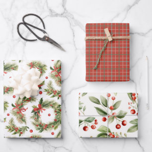 Retro Vintage Christmas Holiday Gift Wrapping Paper Sheet