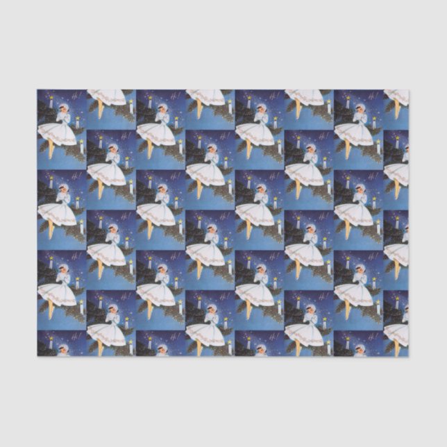 retro vintage christmas holiday lady party tissue paper (Front)