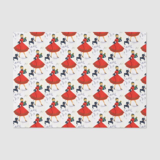 Retro Vintage Christmas Holiday lady tissue Paper (Front)