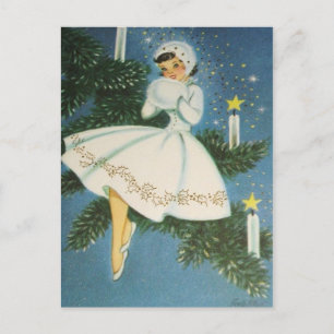 Retro Vintage Christmas Holiday Postcard