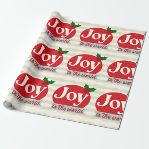 Retro Vintage Christmas Joy To The World Wrapping Paper
