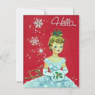 Retro Vintage Christmas lady add message card