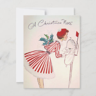 Retro Vintage Christmas Lady add message card