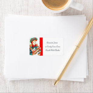 retro vintage Christmas lady Holiday label