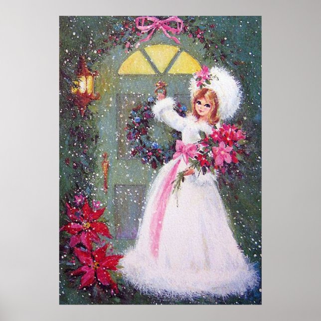 Retro vintage Christmas lady Holiday poster (Front)