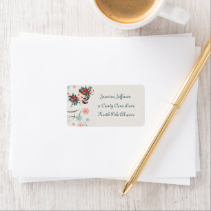 retro vintage Christmas lady label 