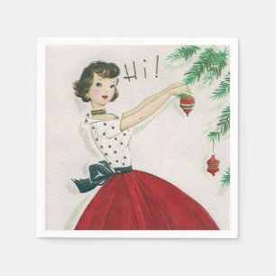 Retro vintage Christmas lady party  Napkin
