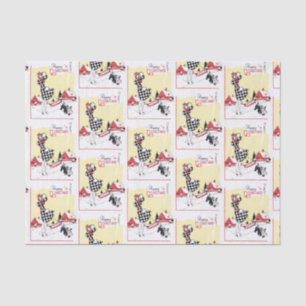 Retro Vintage Christmas lady party tissue Tissue Paper