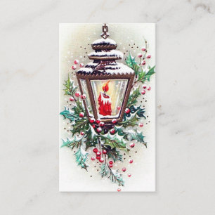 Retro vintage Christmas lamp add message Business Card