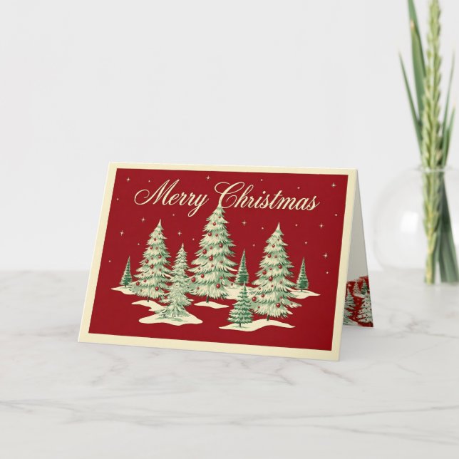 Retro Vintage Christmas Landscape Holiday Card (Front)