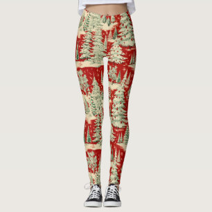 Retro Vintage Christmas Landscape Leggings