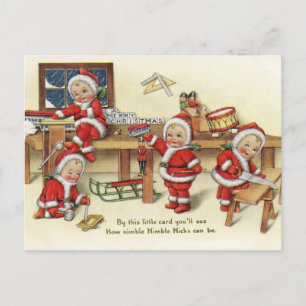 Retro Vintage Christmas NicksHoliday postcard