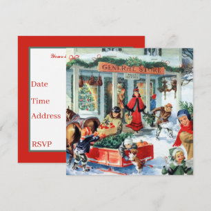 retro vintage Christmas party Invitation