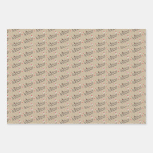 Retro Vintage Christmas Pattern Santa claus Wrappi Wrapping Paper Sheet