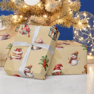 Retro Vintage Christmas Pattern Wrapping Paper