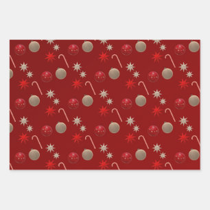 Retro Vintage Christmas Pattern Wrapping Paper Sheet