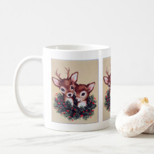 retro vintage Christmas reindeer Holiday Coffee Mug
