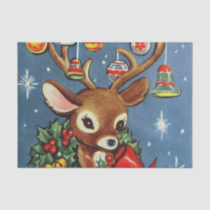 retro Vintage Christmas reindeer Holiday tissue Paper