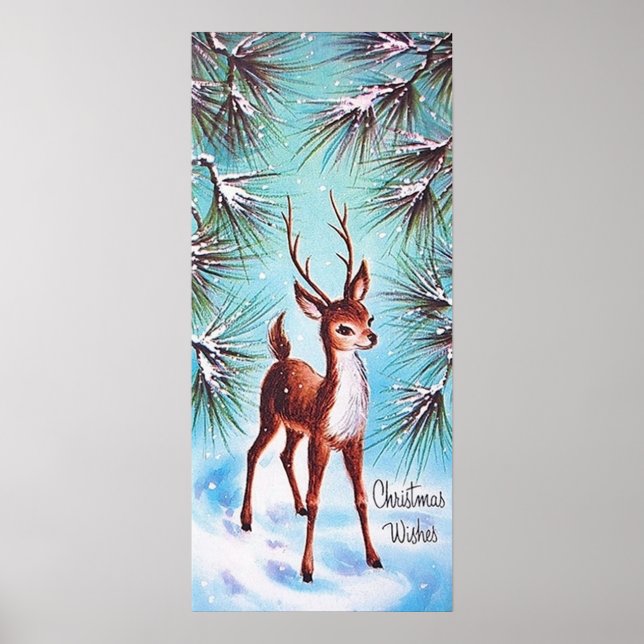 Retro vintage Christmas reindeer poster (Front)