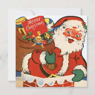 retro vintage Christmas Santa add information Invitation