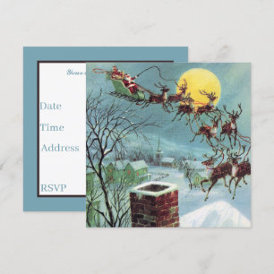 retro vintage Christmas Santa add information Invitation