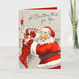 retro vintage Christmas Santa add sentiment Holiday Card