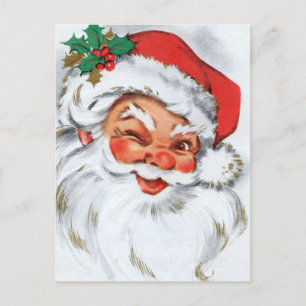 retro vintage Christmas Santa Holiday Postcard