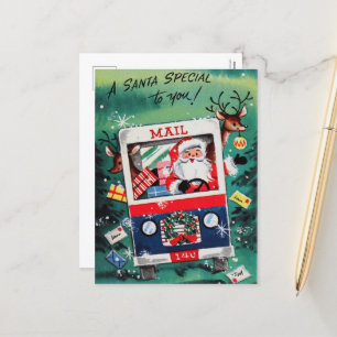 retro vintage Christmas Santa  Holiday Postcard