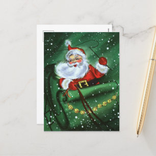 retro vintage Christmas Santa Holiday Postcard
