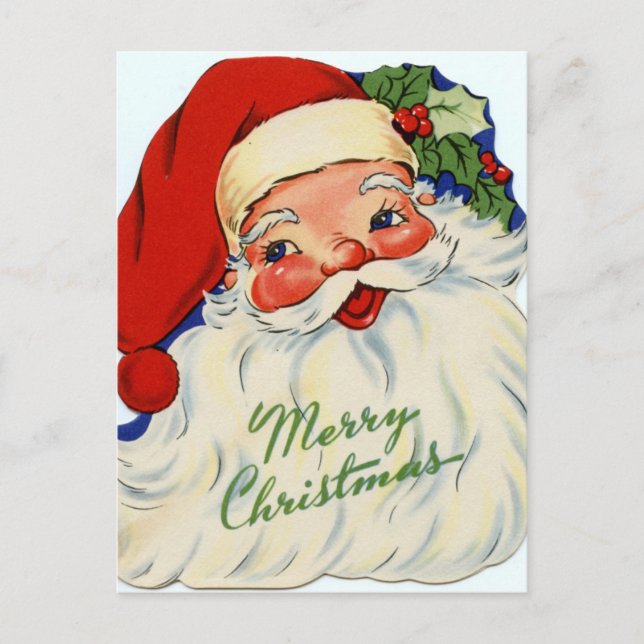 retro vintage Christmas Santa Holiday Postcard (Front)
