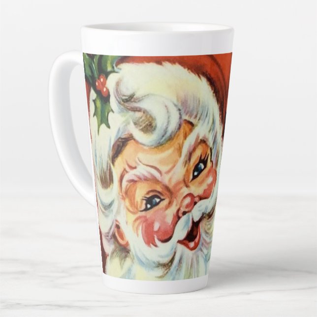 Retro vintage Christmas Santa Latte Mug (Left Angle)