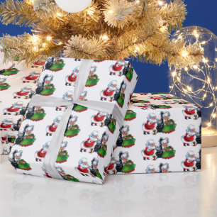 retro vintage Christmas Santa Mrs. Claus  Wrapping Paper