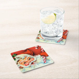 Retro Vintage Christmas Santa party coaster