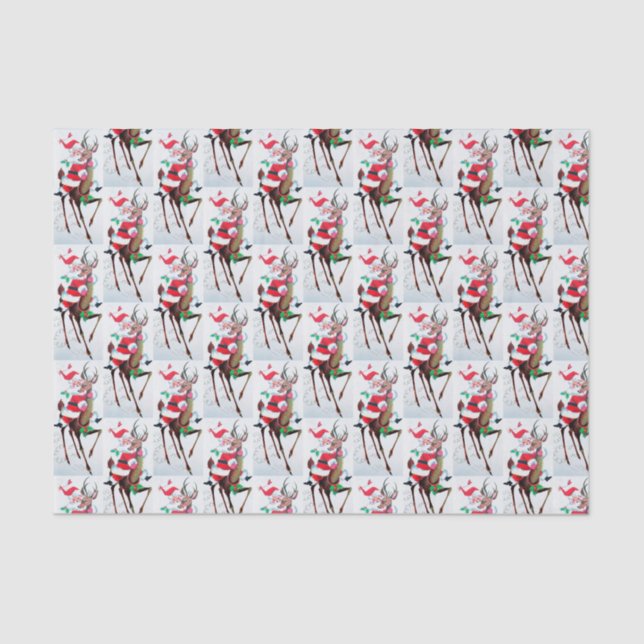 retro vintage Christmas Santa party Tissue Paper (Front)