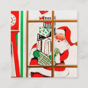 Retro vintage Christmas Santa Square Business Card