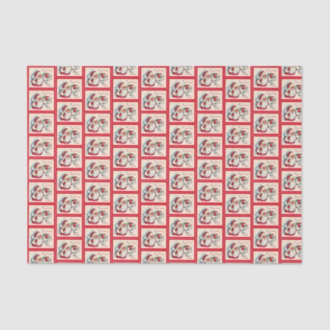 retro vintage Christmas Santa tiled party  Tissue Paper (Front)